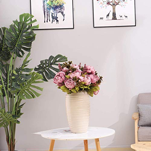 Decpro 1 Paquete de Ramo de peonías Artificiales, Flores de peonías Grandes de Seda de 19'' con capullos para Bodas, oficinas, hoteles, decoración, centros de Mesa, arreglos Florales(Cameo Marrón)