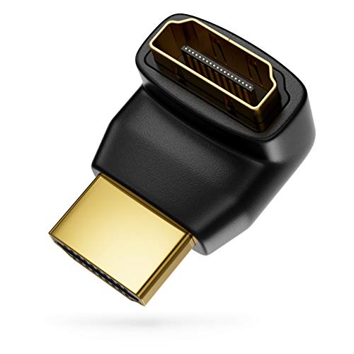 deleyCON Adaptador HDMI - Ángulo de 90°- Clavija HDMI Macho - Contactos Chapados en Oro - 3D 1080p Full HD - Negro