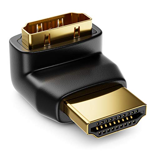 deleyCON Adaptador HDMI - Ángulo de 90°- Clavija HDMI Macho - Contactos Chapados en Oro - 3D 1080p Full HD - Negro