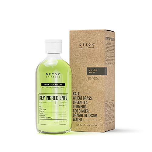 DETOX SKINFOOD - Agua micelar - Desmaquillante delicado agua limpiadora y limpieza profunda de la piel 250ml