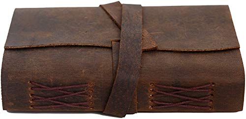 Diario de cuero hecho a mano, cuaderno de escritura/encuadernado diario Bloc de notas para hombres y mujeres, papel sin forro, tamaño mediano, 20 x 15 cm, bloc de escritura regalo para artista, boceto