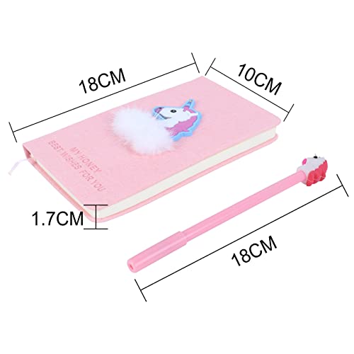 Diario de Unicornio, Cuaderno de Diario de Unicornios Lindos Cuaderno y Conjunto de Lápices de Gel, Plano Portátil Manual de color Rosa Ordinario, Regalo de Cumpleaños Linda Niña