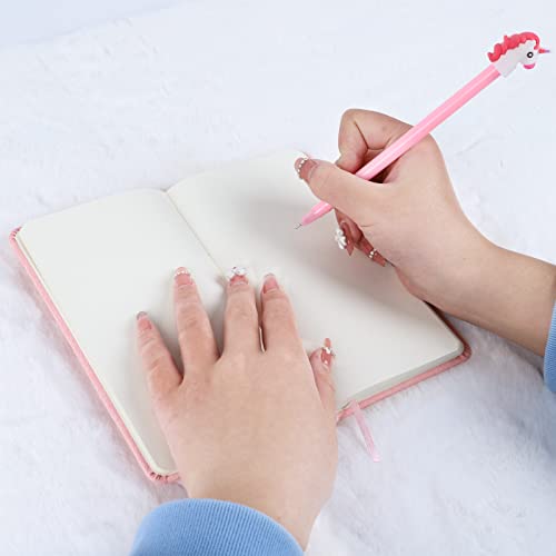 Diario de Unicornio, Cuaderno de Diario de Unicornios Lindos Cuaderno y Conjunto de Lápices de Gel, Plano Portátil Manual de color Rosa Ordinario, Regalo de Cumpleaños Linda Niña