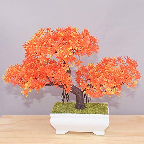 DIBAO Planta Artificial Bonsai de simulación del árbol de Pino en Maceta de Mesa Adornos Decoración Falsos Plantas Verdes Maceta Decorativa del Arte (Color : Naranja, Size : One Size)