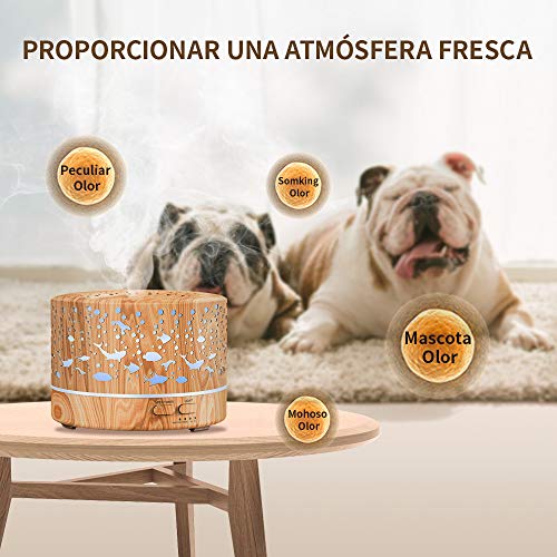 Difusor aceites esenciales,700ml humidificador de Aromaterapia Silencioso y 7 Luces LED de Color,sin BPA safely umificadores ambientador vapor