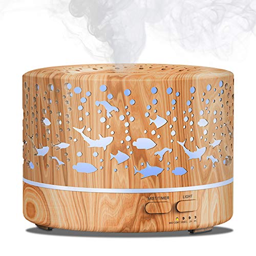 Difusor aceites esenciales,700ml humidificador de Aromaterapia Silencioso y 7 Luces LED de Color,sin BPA safely umificadores ambientador vapor