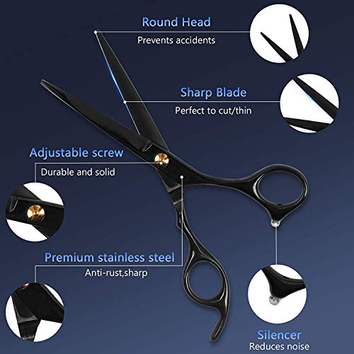 DigHealth 12 Pcs Kit de Tijeras Peluqueria Profesional con Tijera Entresacar Peluquero Acero Inoxidable y Capa de Barbero, Tijeras para el Cabello, Set de Tijeras Cortar Pelo para Hombres y Mujeres