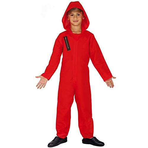 Disfraz Infantil Money Heist (6 - 10 años) 140 cm | Disfraz de la Serie de Casa de Papel | Niños | Traje Rojo con Capucha | Fiesta de Disfraces con temática de ladrón / ladrón | OriginalCup®