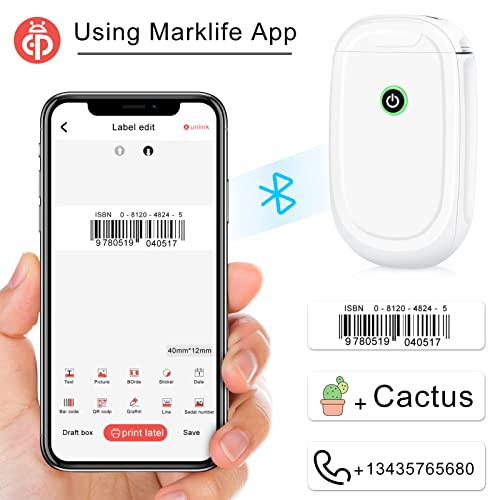 Dispositivo de etiquetado Bluetooth, autoadhesivo, compatible con impresora de etiquetas térmicas portátil, mini etiquetadora, impresora de etiquetas para casa, oficina, fecha, nombre