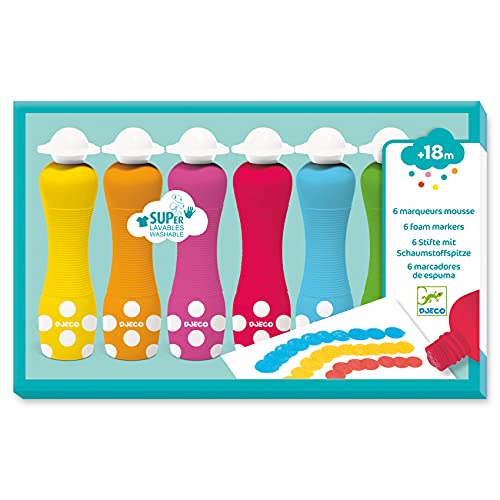 DJECO Colores para peques 6 marcadores de Espuma (39002), Multicolor (1)