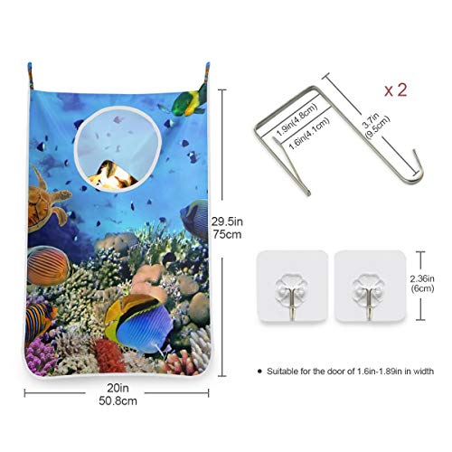 DOMIKING - Cesta para colgar ropa, cesta para la colonia de coral, color rojo, para colgar la puerta del mar, para habitaciones de niños, ahorro de espacio