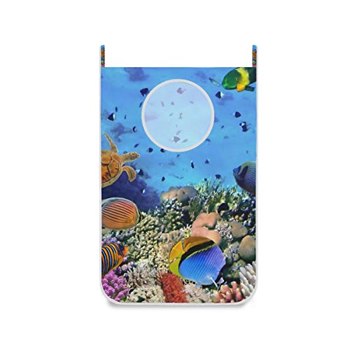 DOMIKING - Cesta para colgar ropa, cesta para la colonia de coral, color rojo, para colgar la puerta del mar, para habitaciones de niños, ahorro de espacio