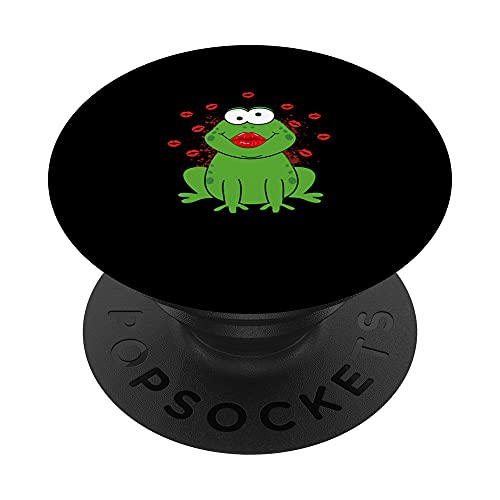Dulce rana para besar pintalabios rojo besos rana PopSockets PopGrip Intercambiable