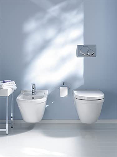 Duravit 63890000 Starck 3 - Asiento de inodoro con tapa (bisagras de acero inoxidable, bajada amortiguada), color blanco