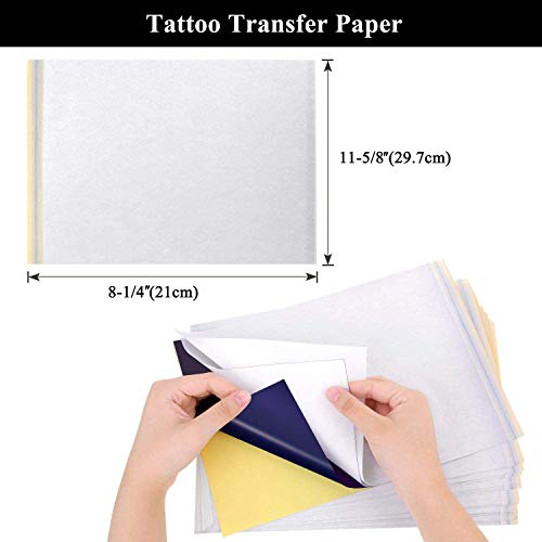 E-Senior Tattoo Transfer Paper, 50 Pcs Papel de calco para tatuajes, A4 Papel Calco para Tatuajes Papel Hectografico Tattoo Calco Tatuaje para Diseño de Bricolaje (50PACK)