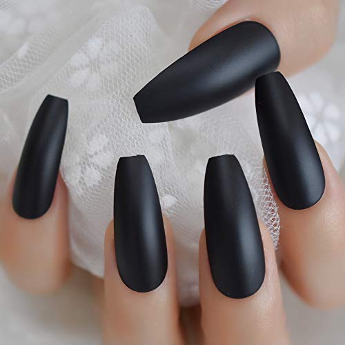 EchiQ Fashion - Uñas postizas para manicura, color negro