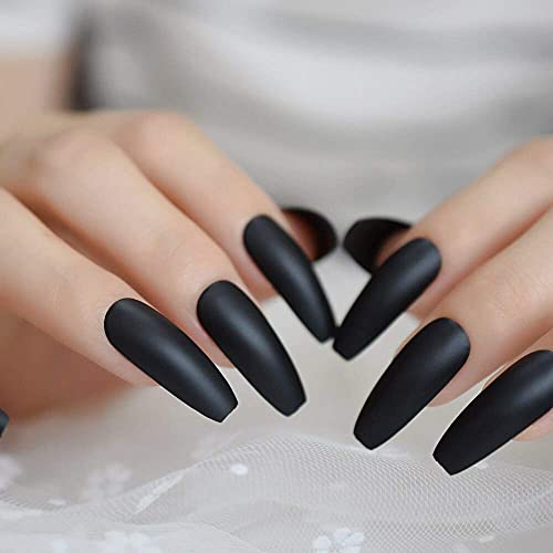 EchiQ Fashion - Uñas postizas para manicura, color negro