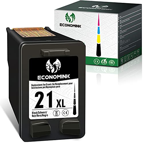 Economink 21XL Cartucho de Tinta Remanufacturado para HP 21 XL Negro, para PSC 1410, DeskJet F4180 F2180 F2280 F2200 F380 F370 D1560 D1460 3940 F4100 D2460 2180 Impresoras, Pack de 1