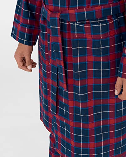 El Búho Nocturno - Bata Hombre Invierno Premium Franela Doble Peinado Cuadros Rojos 100% algodón Talla 7 (XXXL)