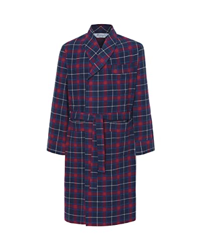 El Búho Nocturno - Bata Hombre Invierno Premium Franela Doble Peinado Cuadros Rojos 100% algodón Talla 7 (XXXL)