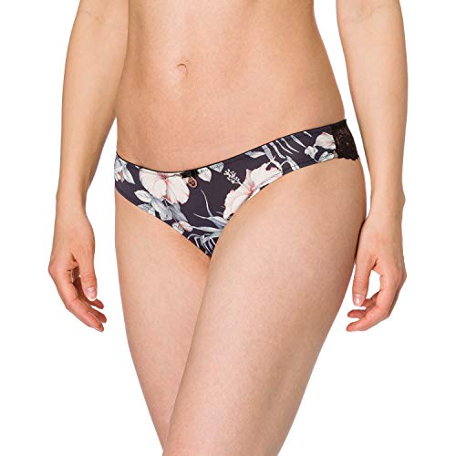 Emporio Armani Underwear Brazilian Brief Daily Charme Calzoncillos, Diseño de Flores en Color Negro, L para Mujer