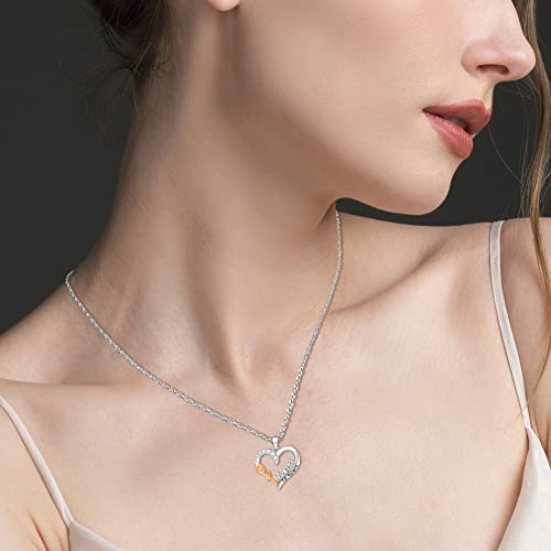 ENGRAWELRY Collar Plata de Ley 925 Mujer Colgante Corazón Rose con Grabado Regalo Original Mamá Navidad Cumpleaños Día de la Madre