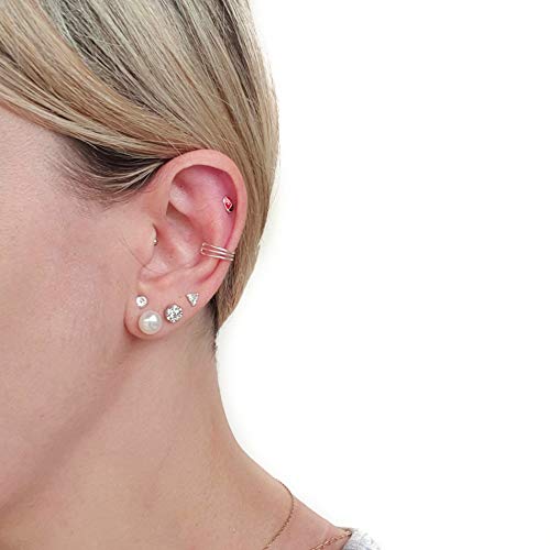 ENTREPLATA Par de Pendientes de Perlas Cultivadas Mujer Plata de Ley 925. Perla Natural Redonda de 7 mm.