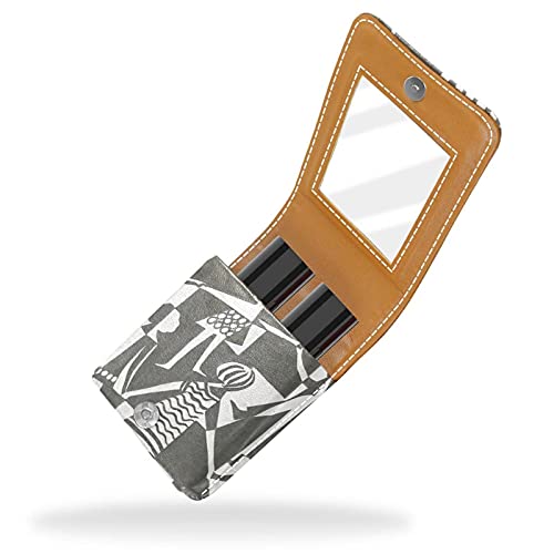 Estuche de lápiz Labial Estuche cosmético para Exterior Mini Bolso Soporte de Viaje portátil con Espejo Bolsa de Maquillaje Labial Pintura artística Urbana