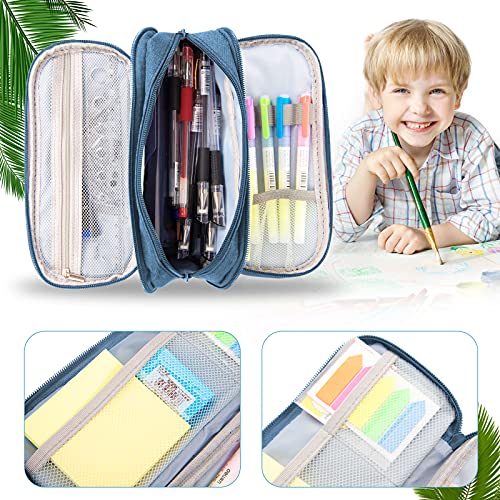 Estuche Escolar Grande Estuche de Lápices de Gran Capacidad con 3 Compartimentos Papelería de Oficina útiles Escolares Organizador Maquillaje para Niñas Niños Adolescentes Adultos