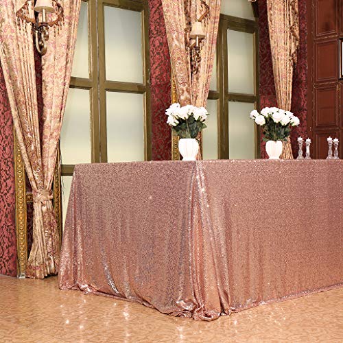 Eterna Beauty - Manteles de lentejuelas para bodas, Halloween, Navidad, fiesta de Navidad, poliéster, oro rosa, 152x320 cm