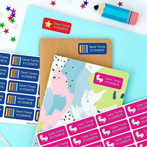 Etiquetas adhesivas Stikets® para marcar los libros, libretas, material escolar y todos los objetos de los niños (40)