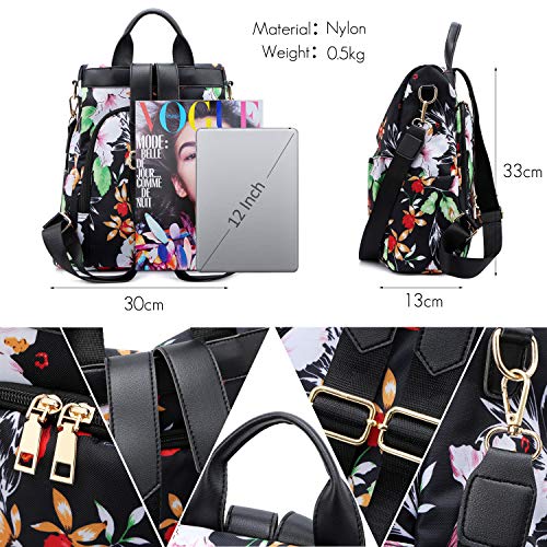 FANDARE Bolsos Mochila Mujer Bolsa de Hombro Antirrobo Bolso Mochilas Tipo Casual Niña Bolsas Escolares Adolescente Daypacks para Outdoor Viaje 3 in 1 School Bag Impermeable Nylon Negro