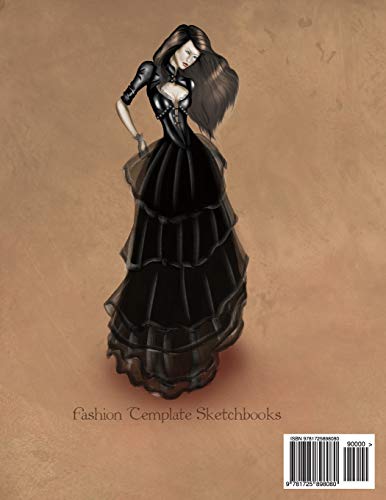 Fashion Sketchbook Figure Drawing Poses for Designers: Large 8,5x11 with Bases and Lolita Style Vintage Fashion Illustration Cover