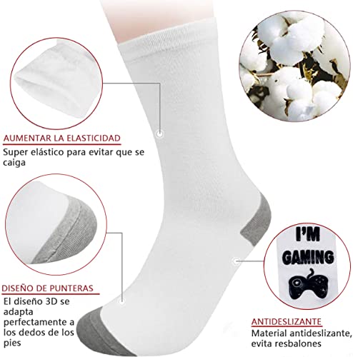 FGFD&OU Calcetines Mujer y Hombre de Algodón Calcetines Antideslizantes Calcetines Divertidos Casual Unisexo Socks con 'Do Not Disturb, I'm Gaming', Regalo para Navidad (A-Blanco, 39-46)