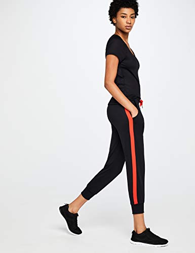 find. Slim Cropped Jogger, Pantalones de Deporte Mujer, Negro (Black/Sport Red), 42 (Talla del Fabricante: Large)