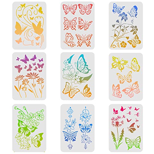 FINGERINSPIRE Plantillas de pintura de mariposa, 29,7 x 2,1 cm, plantillas de flores de diente de león, plantilla de mariposa reutilizables de Mylar para pintar en la pared de madera