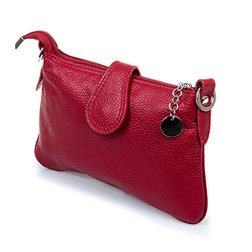 Firenze Artegiani Bolso Mujer en Piel auténtica, Acabado Dollaro, Tacto Suave, 24 cm, Granate