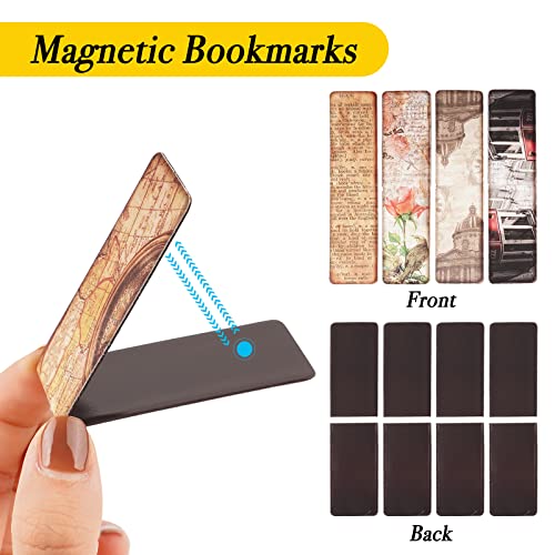 FLOFIA 30pcs Marcadores de Libro Magnético de Vintage, Marcador de Lectura Página Magnética, Marcapágina Clásico, Marcador de Página, Clips de Página Vintage para Oficina Manualidad Papelería, 3*12cm