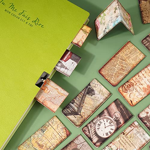 FLOFIA 30pcs Marcadores de Libro Magnético de Vintage, Marcador de Lectura Página Magnética, Marcapágina Clásico, Marcador de Página, Clips de Página Vintage para Oficina Manualidad Papelería, 3*12cm