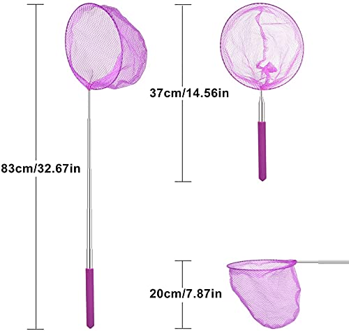 FORMIZON Redes de Mariposa Telescópicas, 6 Pack Redes de Mariposa, Cazamariposas con Cubo Plegable, 6 Colores Redes de Pesca para Niños para Atrapar Mariposas y Insectos para Exterior y Jardín (6 Pcs)