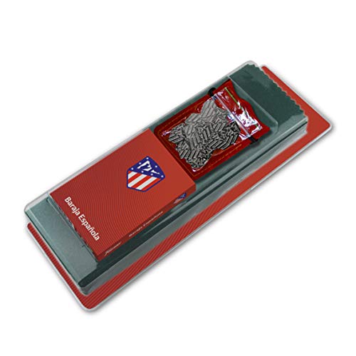 Fournier- Set Blister Oficial del Atlético de Madrid Conjunto de Mus con Baraja Española de 40 Cartas, Tapete y Amarracos en Bolsa de Antelina, Color Colchonero (1044181)