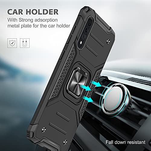 Funda para LG Velvet 5G Funda LG Velvet 4G Fundas Silicona, Funda LG Velvet 5G Rojo para Magnético Car Soporte, Carcasa LG Velvet 5G Case Antigolpes (Negro, LG Velvet 5G)