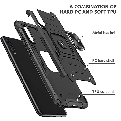 Funda para LG Velvet 5G Funda LG Velvet 4G Fundas Silicona, Funda LG Velvet 5G Rojo para Magnético Car Soporte, Carcasa LG Velvet 5G Case Antigolpes (Negro, LG Velvet 5G)
