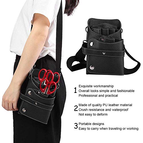 Funda para Tijeras de Peluquería, Bolsa de Herramientas, Bolsa de Cintura con Tijeras de Peluquero Portátil, Peine Cortadora de Cabello Bolsa de Almacenamiento para Herramientas de Peluquería(Negro)