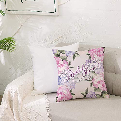Fundas de Cojines (50 x 50cm) - Cremallera Invisible,Decoraciones para despedidas de soltera, Shabby Chic Hydrangea Flowers Imagen d, Decorativa, Lavable Funda Almohada para Sala de Estar, Dormitorio