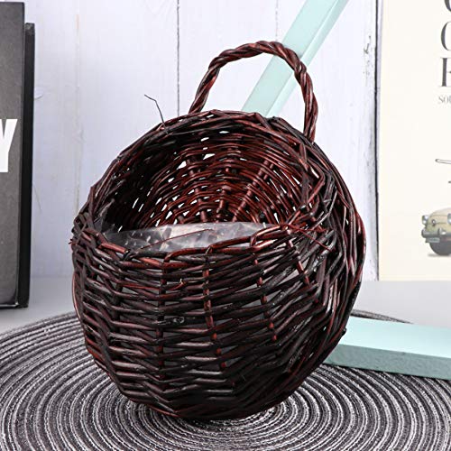 GARNECK Cesta Colgante Tejida Cesta de Almacenamiento Colgante de Mimbre Maceta Macetas Plantas Colgantes para El Hogar Jardín Boda Decoración de La Pared Café