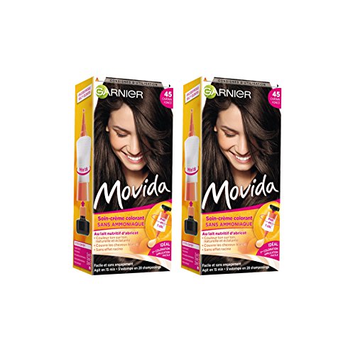 Garnier – Movida – Coloración temporal Sans ammoniaque Castaño – 45 – Castaño oscuro – Juego de 2