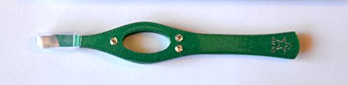 Gifaz-PINZA DE DEPILAR-VERDE CON 3 PIEDRAS BRILLANTES SWAROVSKY-CUCHILLA OBLICUA