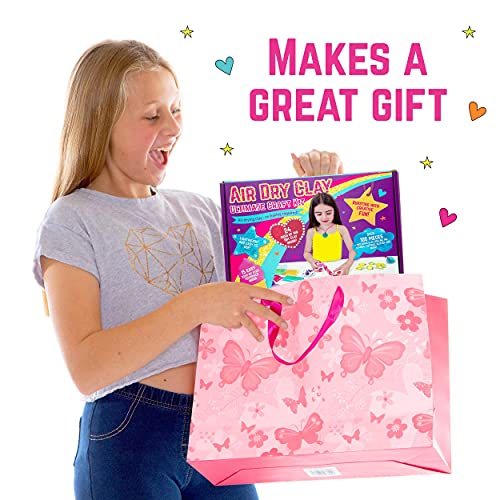 GirlZone Kit Definitivo de Arcilla para Moldear 100 Piezas de Arcilla Polimérica para Niños, Arcilla Secado al Aire para Niños Sin Horno - Manualidades para Niñas 8-12 Años.