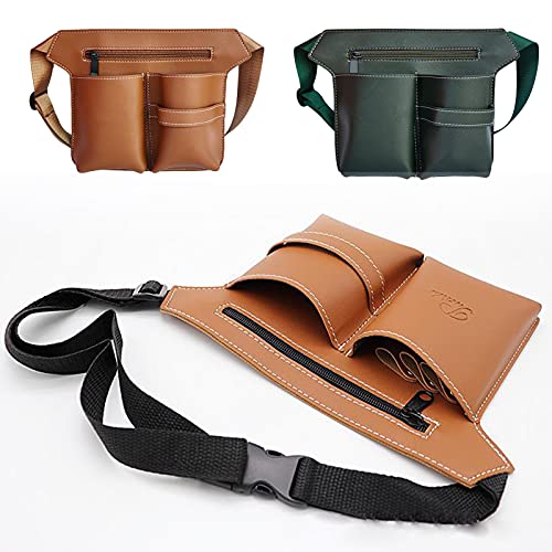 GJCrafts Peluquería Cuero PU Riñonera de Peluquería,Bolsa para Herramientas de peluquería portátil Profesional con cinturón de Cintura para Peluquería